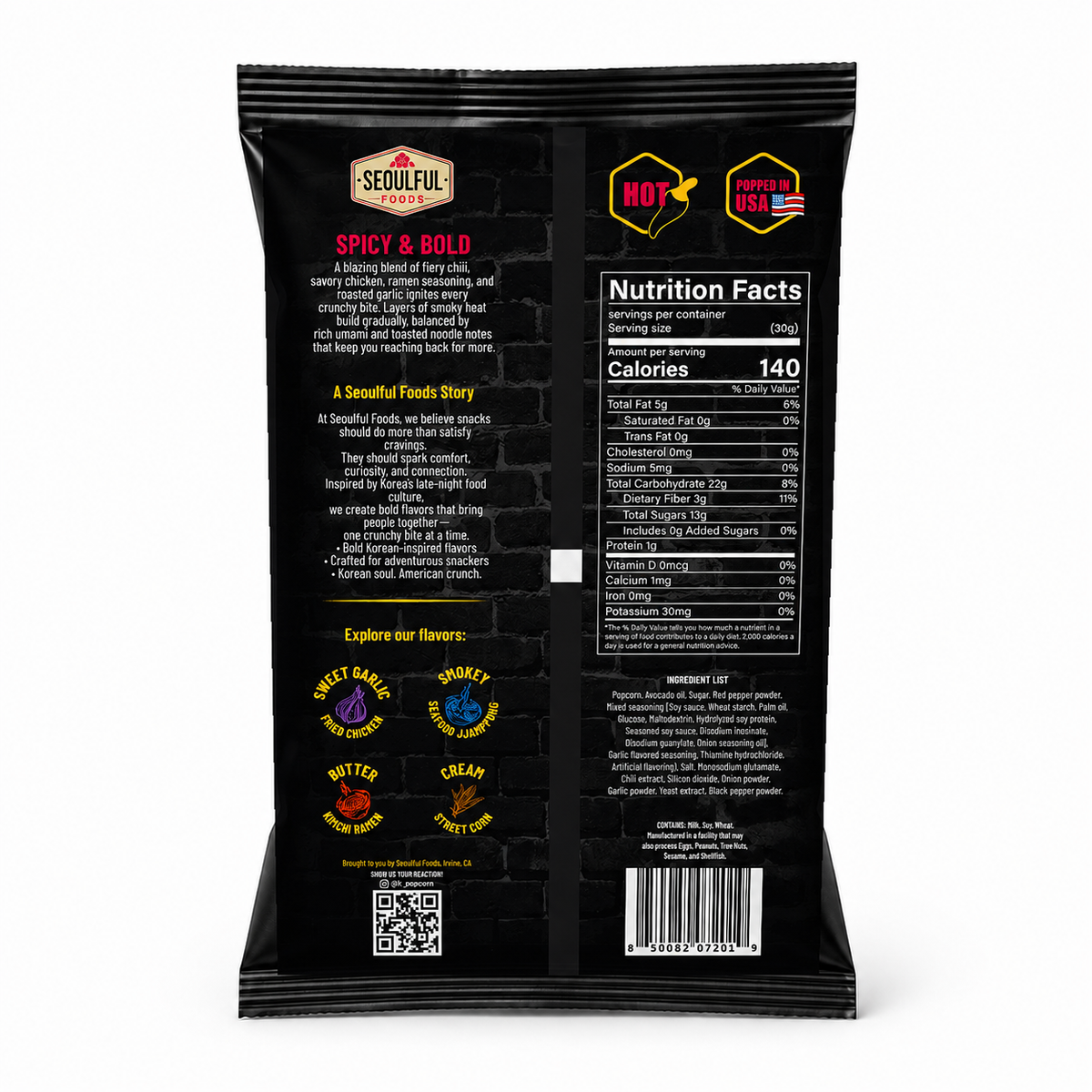 K‑POPCORN™ Fiery Chicken Ramen Popcorn | Korean Gourmet Popcorn | Sweet & Spicy Snack | 2 oz