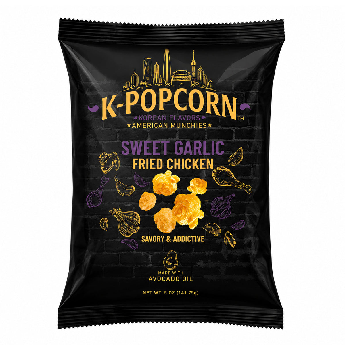 K‑POPCORN™ Sweet Garlic Fried Chicken Popcorn | Korean Gourmet Popcorn | Sweet & Savory Snack | 2 oz